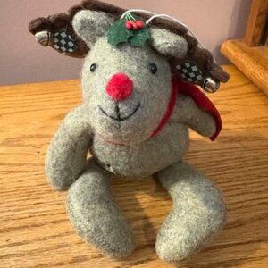 Adorable Pulled Felt Rudolph Reindeer Plush Ornament - like new